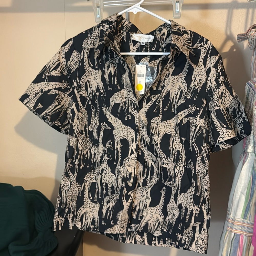 Awes giraffe button up shirt